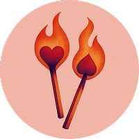 Icon Streichholz mit Herzflamme