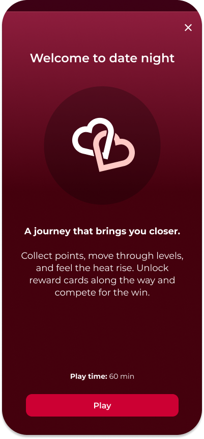 Screenshot of Love & Lust Date night game start screen