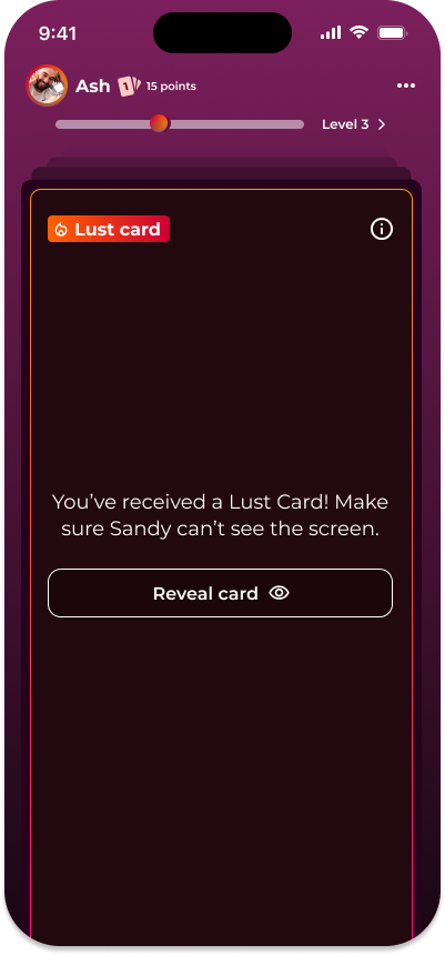 Screenshot of Lust card in Love & Lust Date night game
