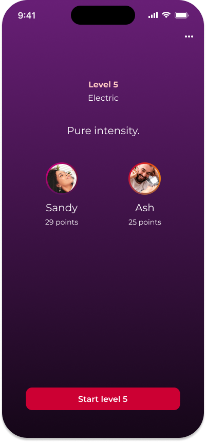 Screenshot of level 5 start screen in Love & Lust Date night game