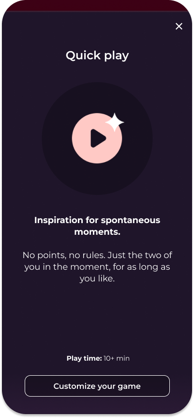 Screenshot of quick play start screen