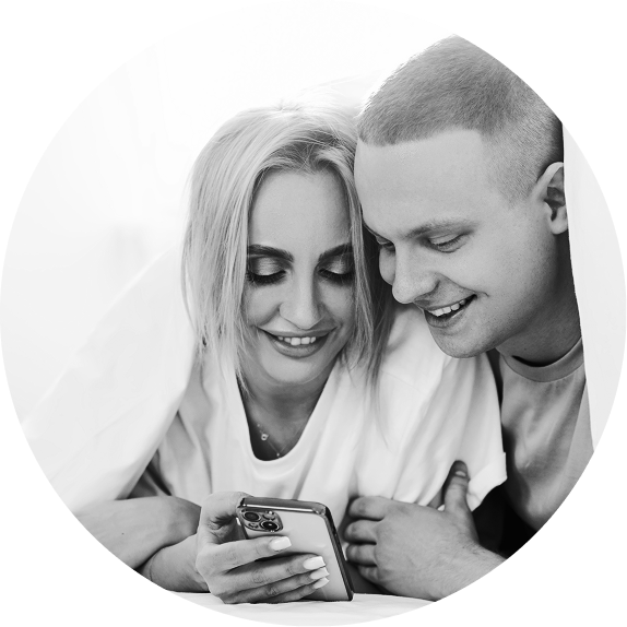 happy couple facing each other