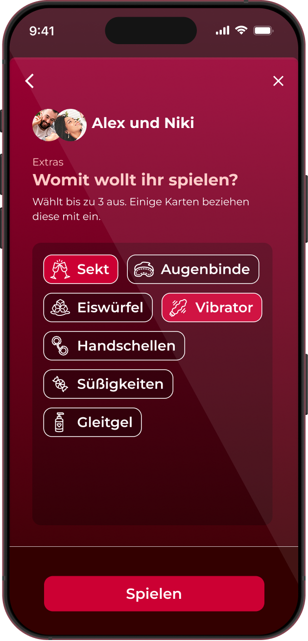 Screenshot einer Belohnungskarte in der App Love & Lust - Spiel für Paare