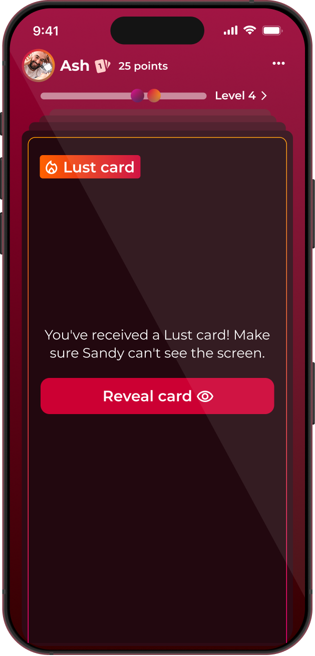 Screenshot of Lust card in Love & Lust couples game app