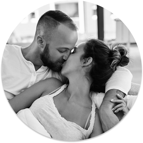 loving couple kissing during date night foreplay