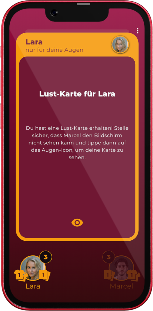 Screenshot einer Belohnungskarte in der App Love & Lust - Spiel für Paare