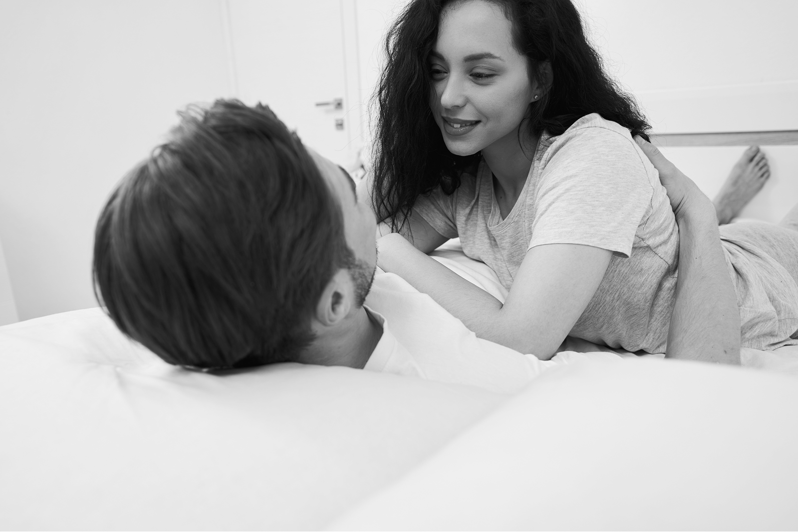happy couple gazing into each other's eyes